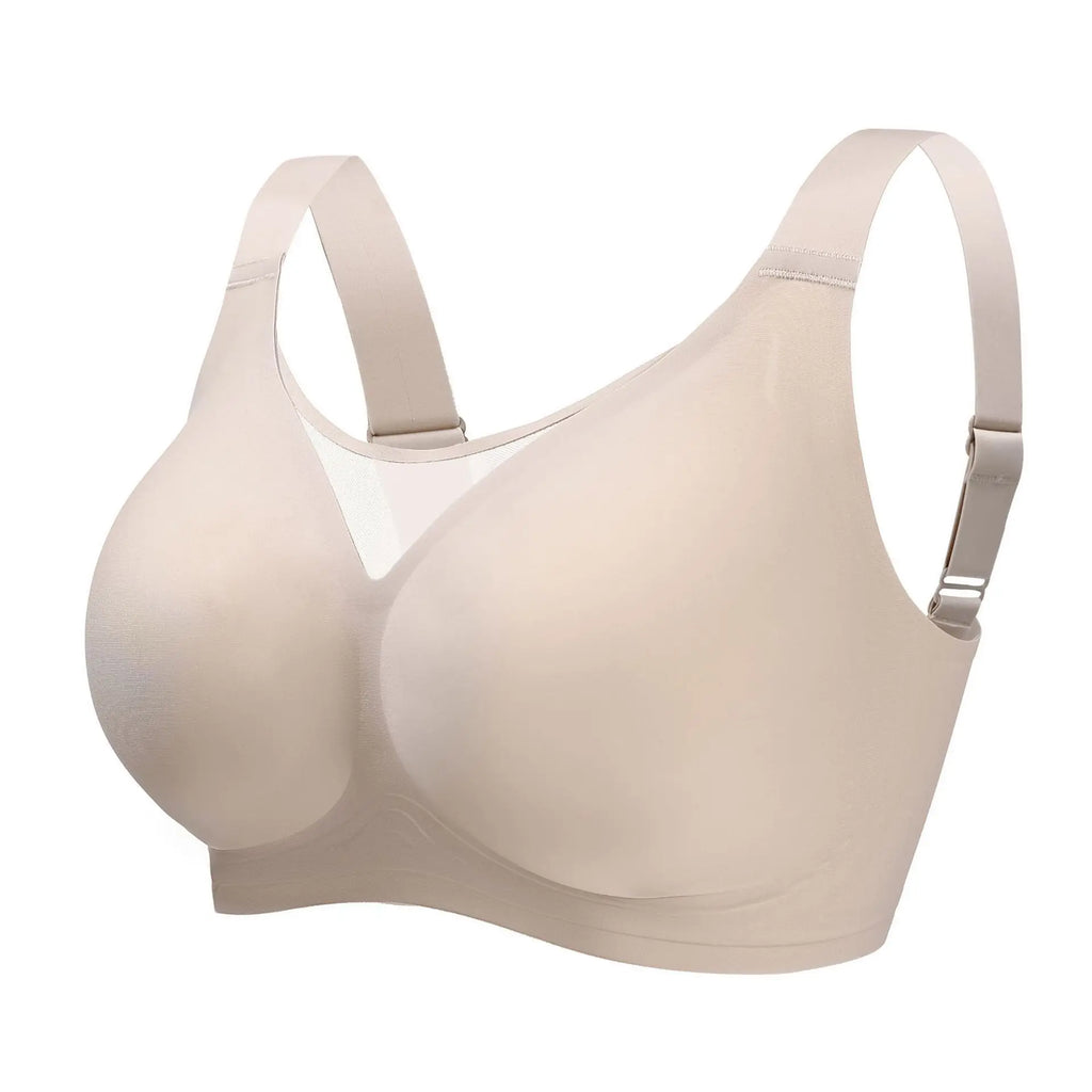 Women's Strapless Wire-free Mesh Bra Jelly-like Full Cup Bra with Side Support Comfortable and Beautiful Back Plus Up Bra