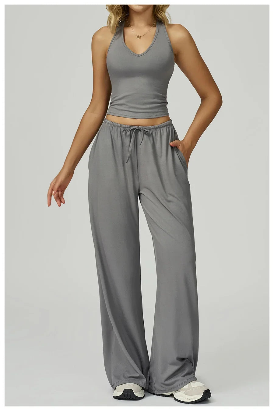 New Women Yoga Set 2/3 Pieces Long sleeves Workout Tracksuit Sportswear Gym Clothing Wide-leg sport pants Fitness Sports Suit