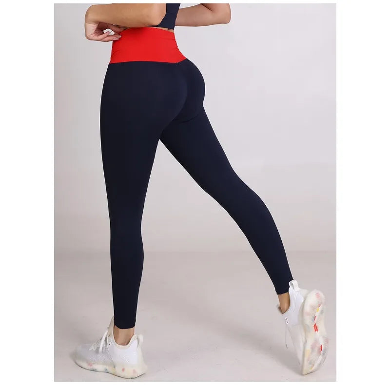 Spliced V-shaped Waist Sportwear Yoga Pants for Women 2025 Training Gym Clothes Wrap Tights Leggings Female Clothing