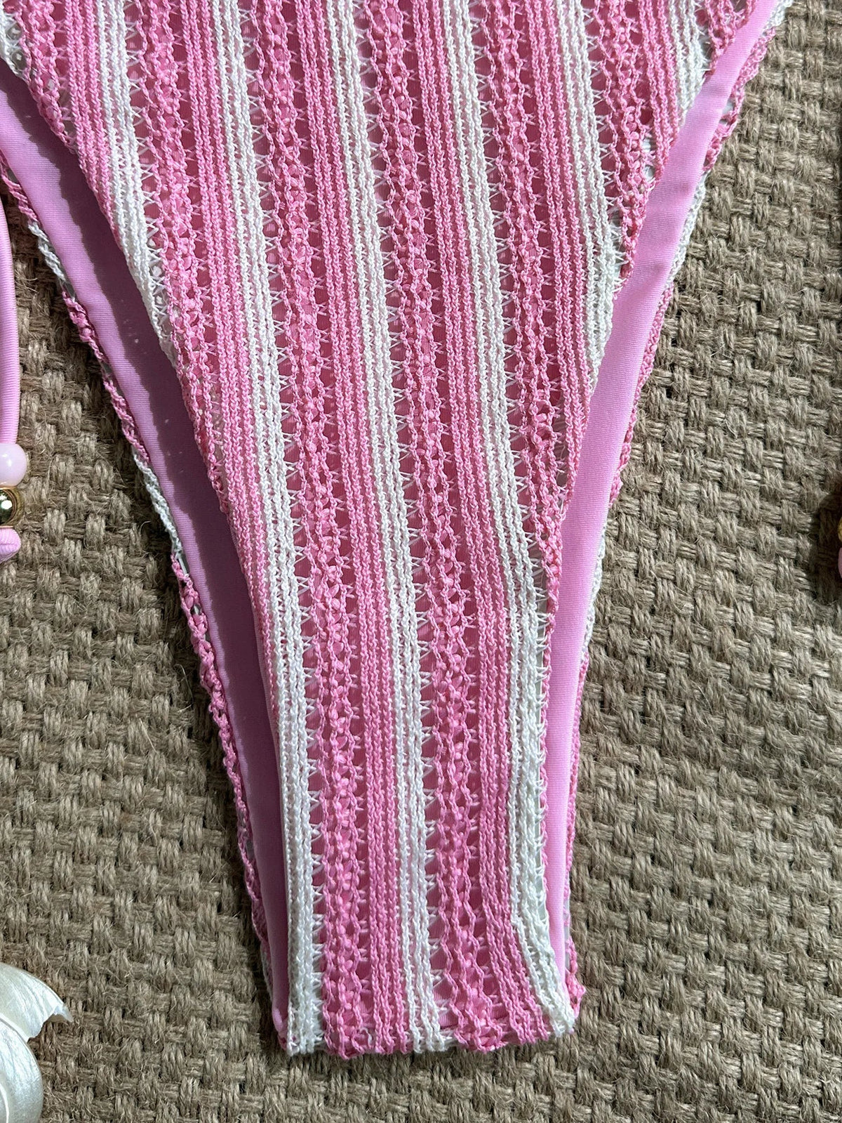 Sexy Pink Striped Micro Bikini Women 2026 Halter Push Up Bra Tie Side Thong Swimsuit Brazilian Beach Bathing Suit Swimwear