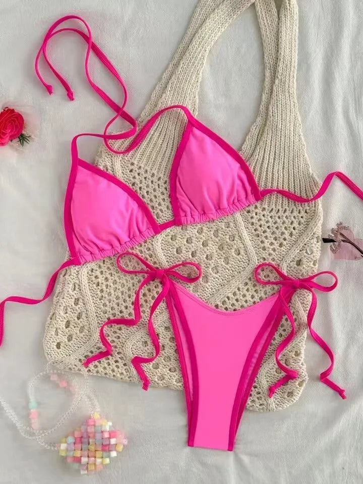 2026 Sexy Contrast Color Separates Micro Bikini Women's Swimsuit Female Swimwear Mini Thong Bikinis Set Two-piece Bathing Suit