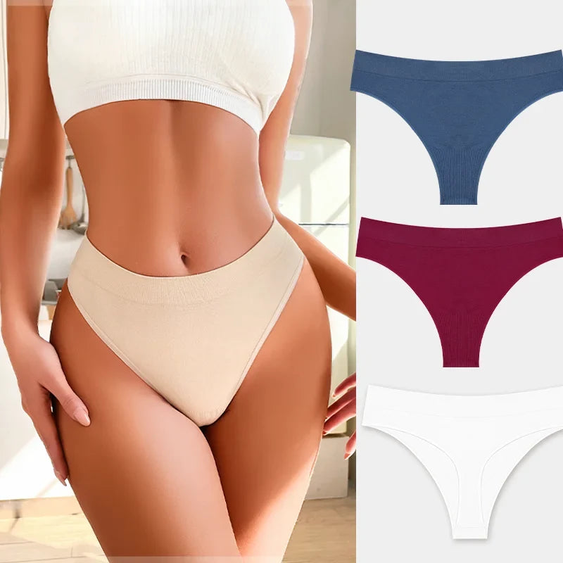 3PCS Seamless Women's Lingerie Female Thongs Sexy Underwear Low-Rise Underpant Women's Panties Intimates Bikini Briefs S-XL