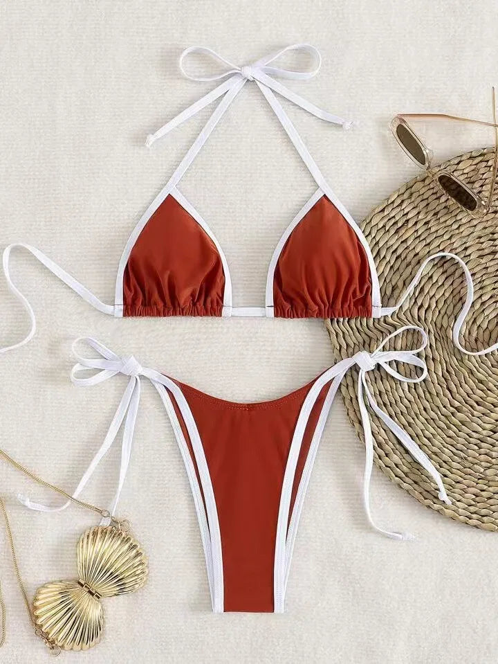 2026 Sexy Contrast Color Separates Micro Bikini Women's Swimsuit Female Swimwear Mini Thong Bikinis Set Two-piece Bathing Suit