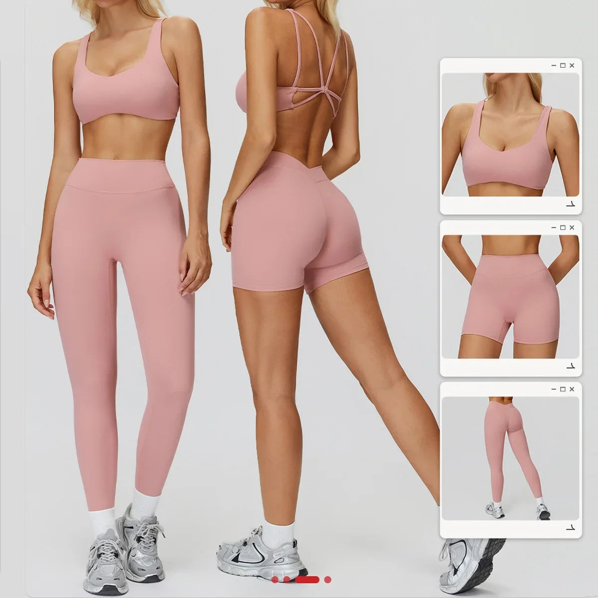 Women Yoga Suit Tracksuit Sports Bra High Waist Legging Shorts Outfit Gym Set Fitness Running Workout Clothes Push Up Sportswear