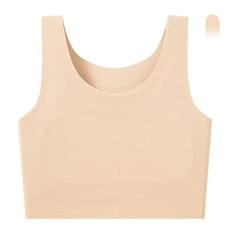 Women's Large Breasts Underwear Wide Shoulder Invisible Corset Antibump Thin Underwear Full Cup Vest Traceless Bra with Bra Pads