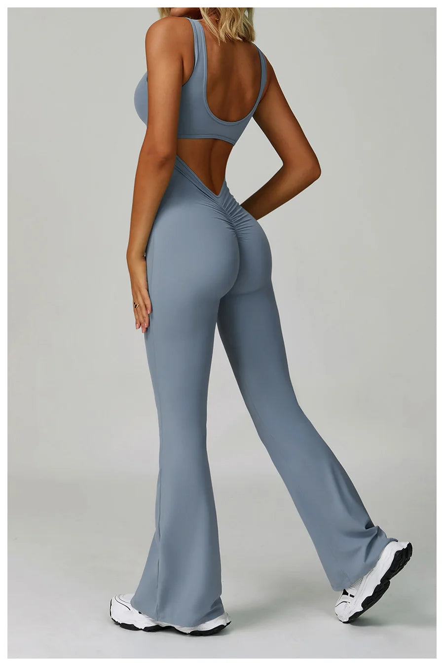 Women Sexy Back V Jumpsuit Gym Set Training Yoga Suit Sportswear Sports Jumpsuit Fitness Rompers Stretch Workout Bodysuits 8260
