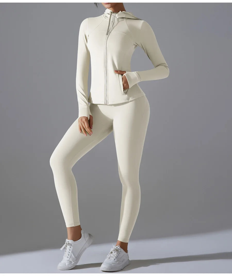 New Yoga Set 2PCS Sports Outfits Women Clothes Fitness Tracksuit Gym Legging Workout Long Sleeved Female Yoga Suit Sportswear