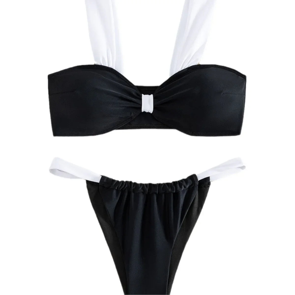 2026 Solid Thong Brazilian Bikinis Swimwear Women Swimsuit  Black White Bikini Set Bathing Suit Female Summer Beach Wear Biquini