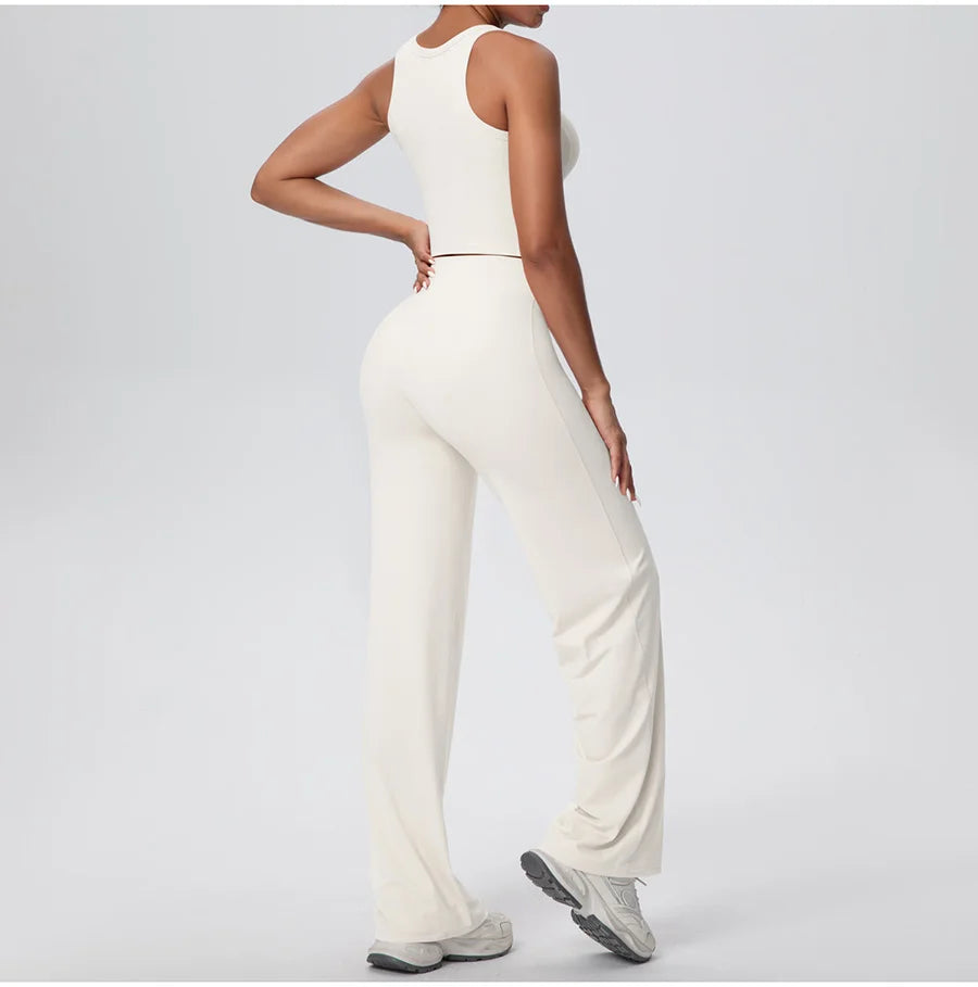 2PCS Yoga Set Women Tracksuit Nude Feeling Workout Sets Gym Clothes Push Up Fitness Running Sportswear Sport Straight tank suit