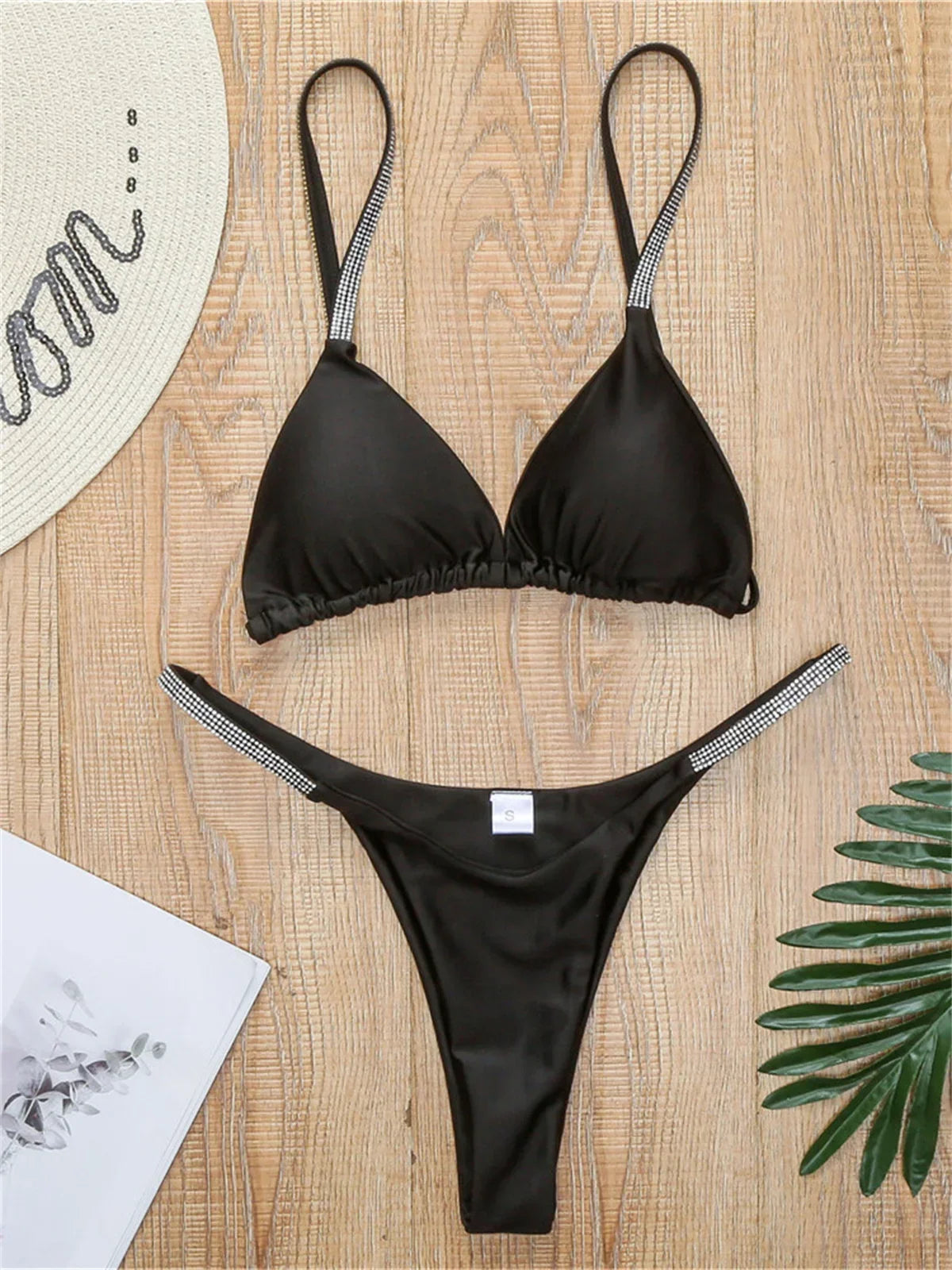 Diamond Swimwear Women 2025 Sexy Pink Micro Bikini Brazilian Black Rhinestone Thong Swimsuits Beach Push Up Bathing Suit Biquini