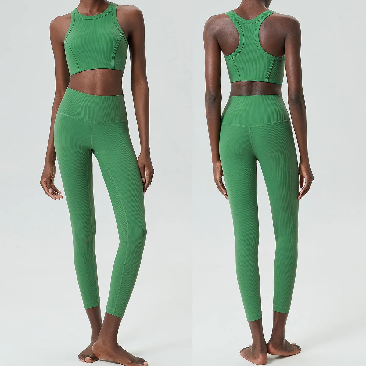 Yoga Set 2 Pieces Women's High Waisted Leggings Sports Vest Exercise Clothing Workout Outfits Fitness Sportswear Gym Tracksuit