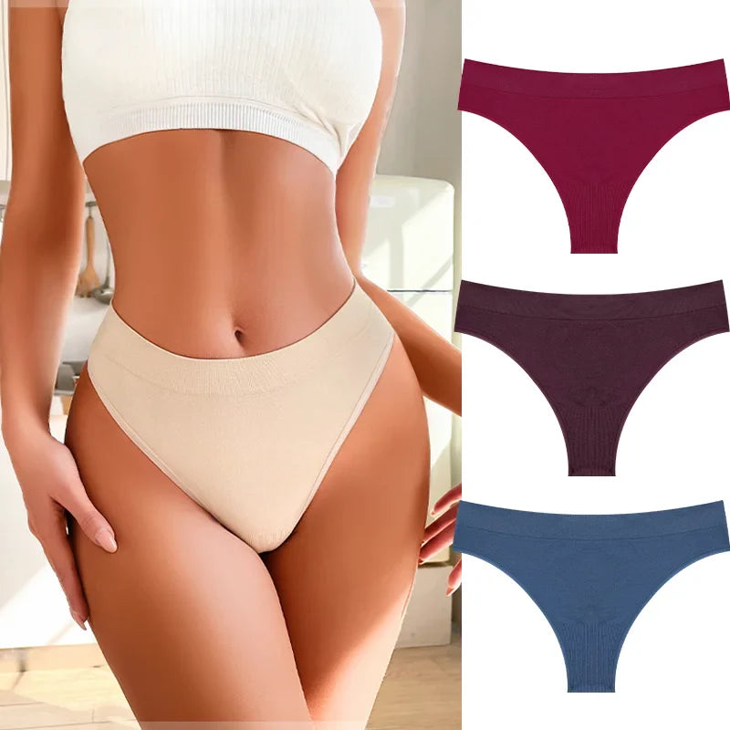 3PCS Seamless Women's Lingerie Female Thongs Sexy Underwear Low-Rise Underpant Women's Panties Intimates Bikini Briefs S-XL