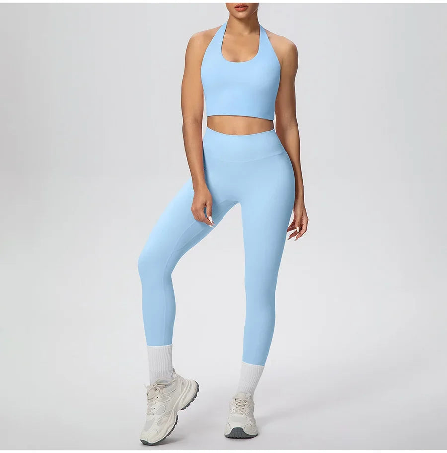 Yoga Clothing Set Women's High Waisted Leggings and Top 2 Piece Seamless Fitness Exercise Clothing Gym Sportswear Tracksuits