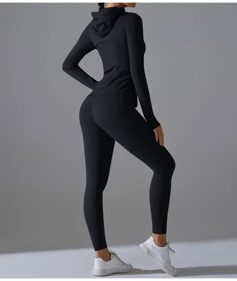 New Yoga Set 2PCS Sports Outfits Women Clothes Fitness Tracksuit Gym Legging Workout Long Sleeved Female Yoga Suit Sportswear