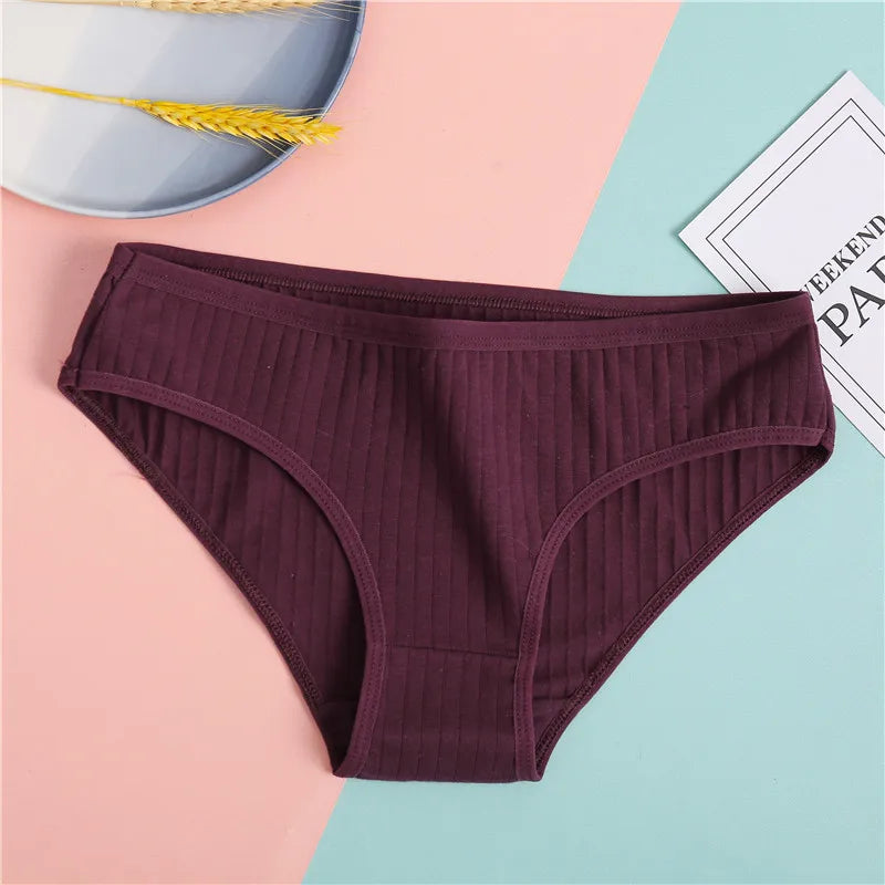FINETOO Women Cotton Briefs Panties Female Sexy Low Waist Underwear M-XL Breathable Panty Girls Comfortable Intimates Lingerie