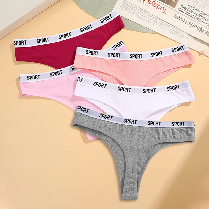 5Pcs/Set Women Thongs Cotton Panties Plus Zise Underwear Sexy G-String Low Waist Briefs Underpants Comfortable Lingerie S-XL
