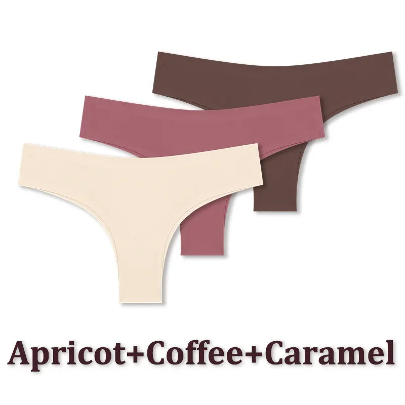 3PCS Seamless Ultra-thin Brazilian panties Maillard Panties Women Ice Silk Underwear Sexy Panty Low Waist G-string Female Solid