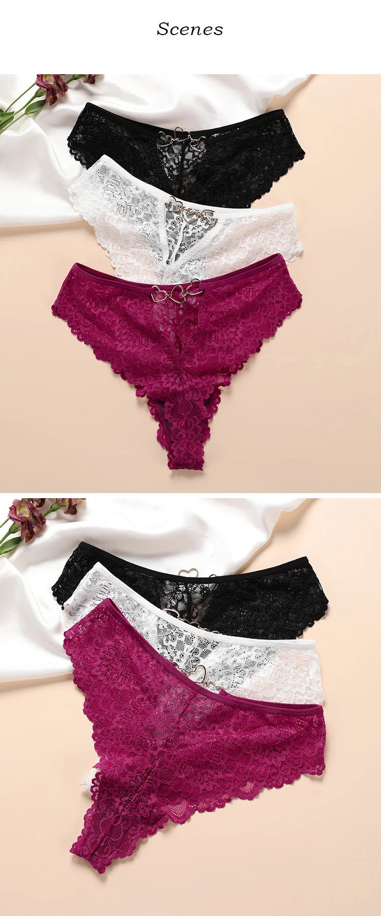 Hollow Out Girls G String Sexy Panties Women Briefs Thong Transparent Lace Underwear Female Thin Low Waist Lingerie Size S-XL