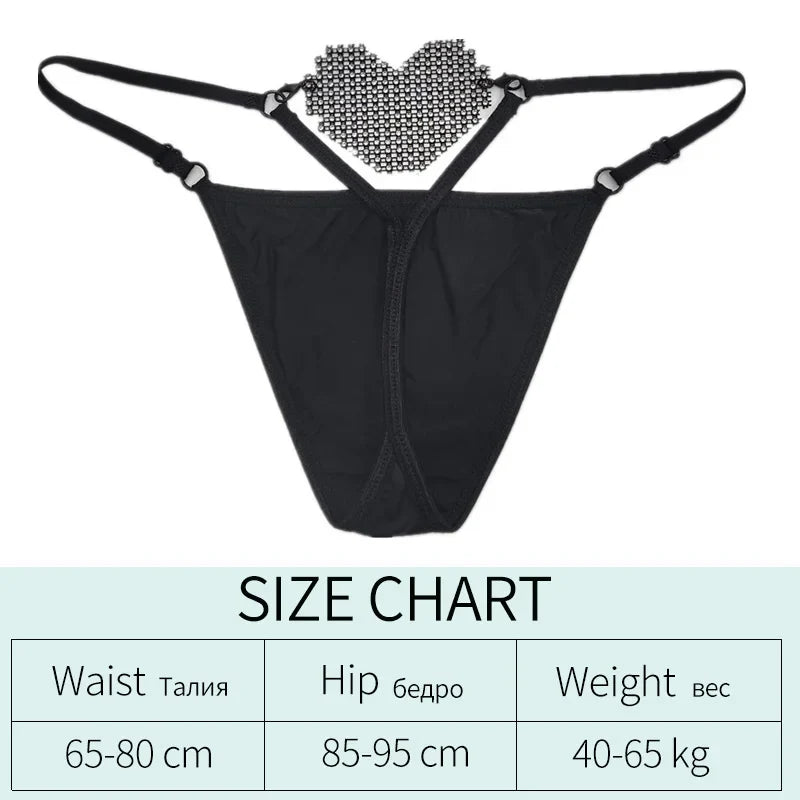 Diamonds Sexy Girls Thong Women Panties Letter Rhinestones G String Briefs Hot Erotic Underwear Low Waist Female Intimates