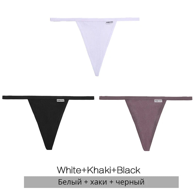 3Pcs/set Cotton Thongs M-XL Sexy Bikini Panties Women T-Back Underpants Girls Low Waist G-string Underwear Female Lingerie 2022