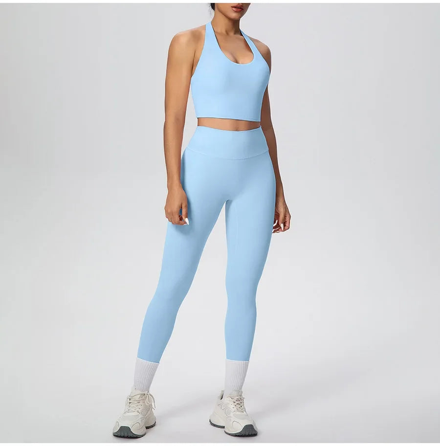 Yoga Clothing Set Women's High Waisted Leggings and Top 2 Piece Seamless Fitness Exercise Clothing Gym Sportswear Tracksuits
