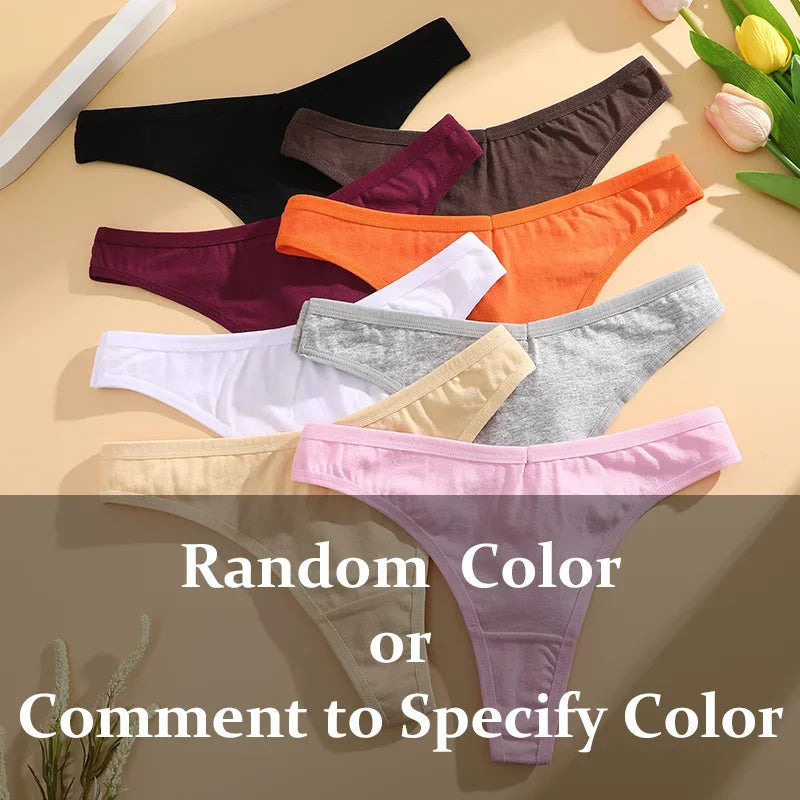 5Pcs Women Sexy Cotton Thongs Female Bikini Panties G-String Underwear Thongs Striped Panties Female Underwear T-Back Intimat