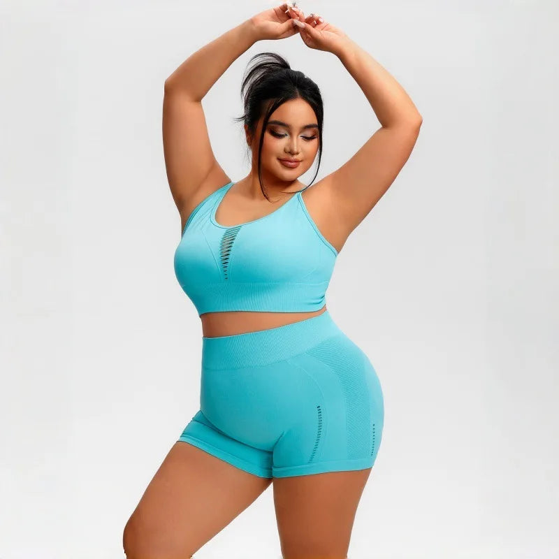 Plus Size Pilates Fitness Underwear Sports Vest Yoga Outfit Set For Women Shorts Sets Tracksuits Sweat Suits