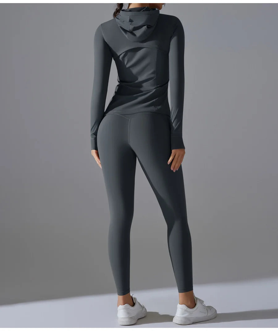 New Yoga Set 2PCS Sports Outfits Women Clothes Fitness Tracksuit Gym Legging Workout Long Sleeved Female Yoga Suit Sportswear