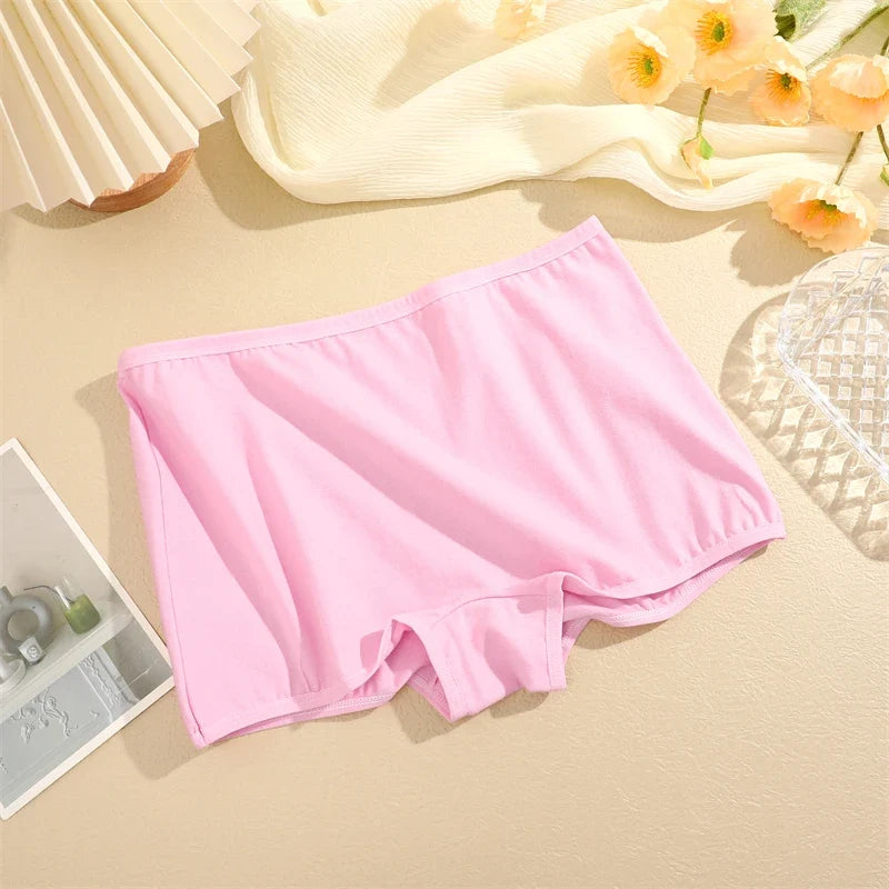 4PCS Women's Panties Cotton Seamless Sports Boxers Underwear Female Solid Color Briefs Cozy Lingerie Intimate Underpants XS-XL