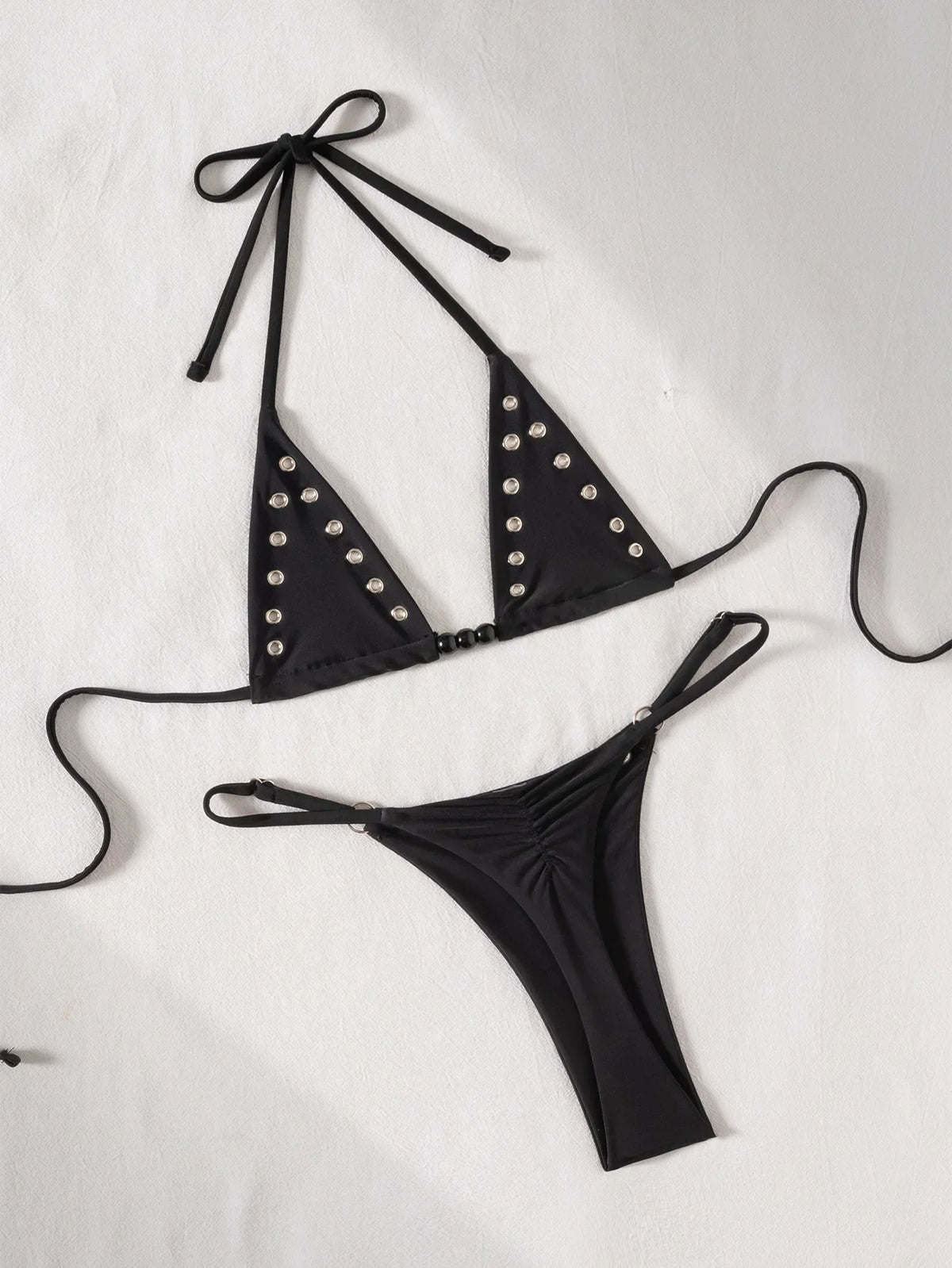 2026 Solid Color Bikinis Set Triangle Swimwear Women Bandage Swimsuit Patchwork Bathing Suit Beach Biquini Mujer Swimming Wear