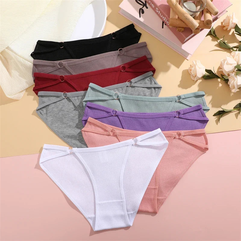 Women Cotton Lingerie Sexy Soft Fashion Panties Femme Buckle Design Underwear Sexy Pantys Underpant Lingerie Lace Intimates S-XL