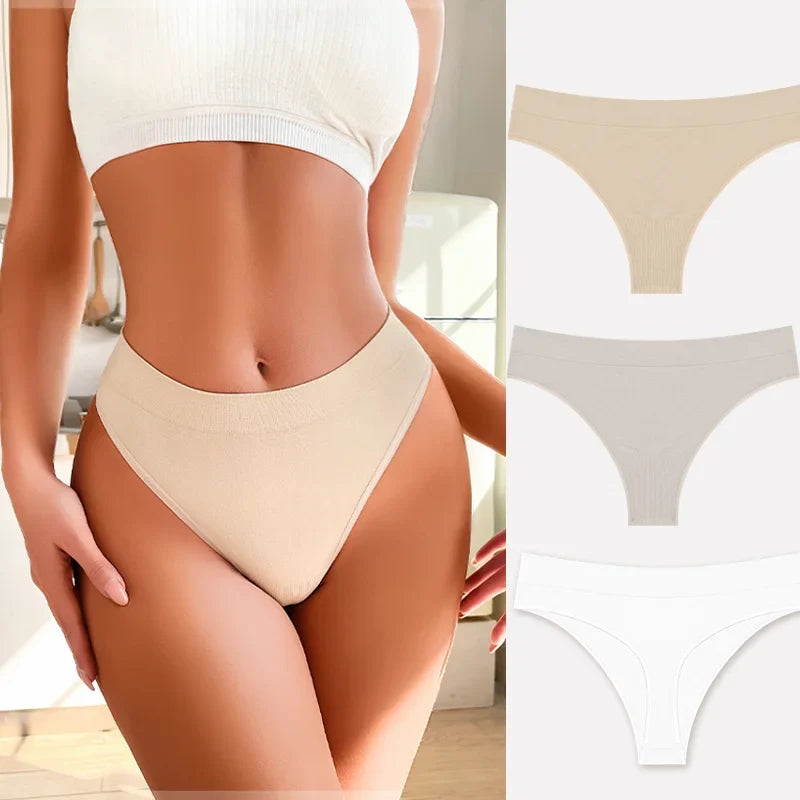 3PCS Seamless Women's Lingerie Female Thongs Sexy Underwear Low-Rise Underpant Women's Panties Intimates Bikini Briefs S-XL