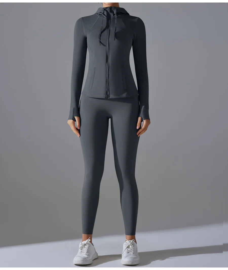 New Yoga Set 2PCS Sports Outfits Women Clothes Fitness Tracksuit Gym Legging Workout Long Sleeved Female Yoga Suit Sportswear