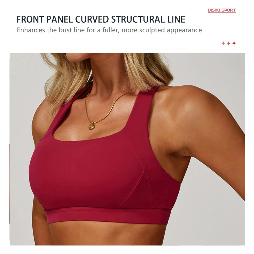 Hearuisavy Sports Bra Gym Underwear High Strength Shockproof Running Yoga Crop Top Breathable Pilates Push Up Fitness Tops Women