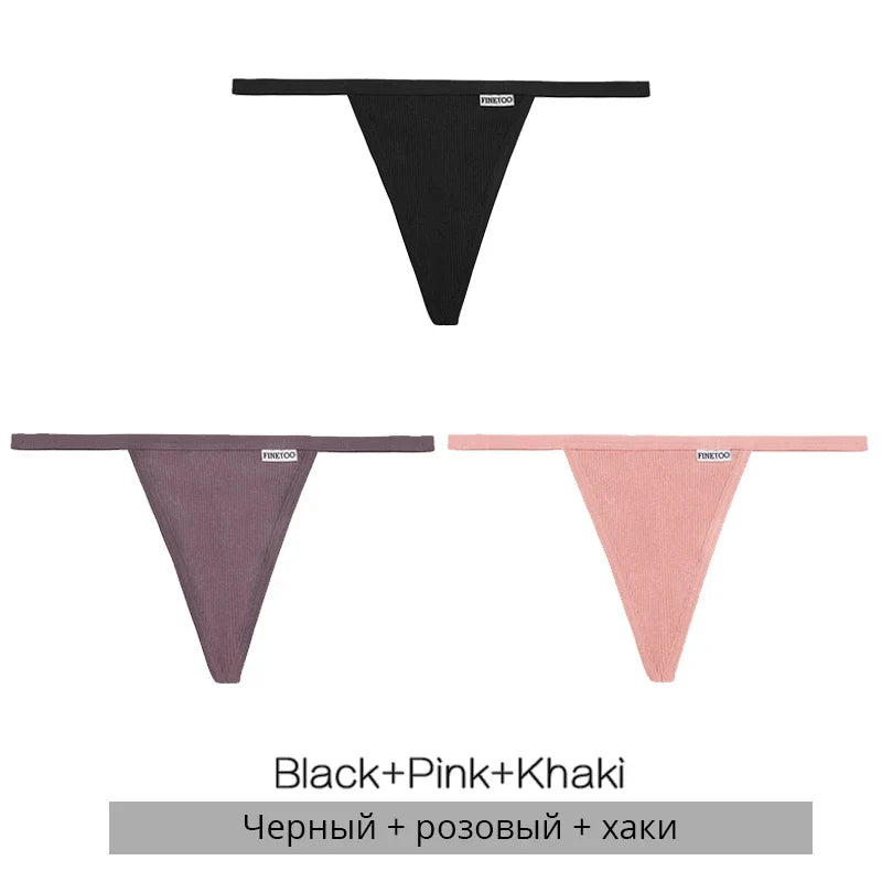 3Pcs/set Cotton Thongs M-XL Sexy Bikini Panties Women T-Back Underpants Girls Low Waist G-string Underwear Female Lingerie 2022