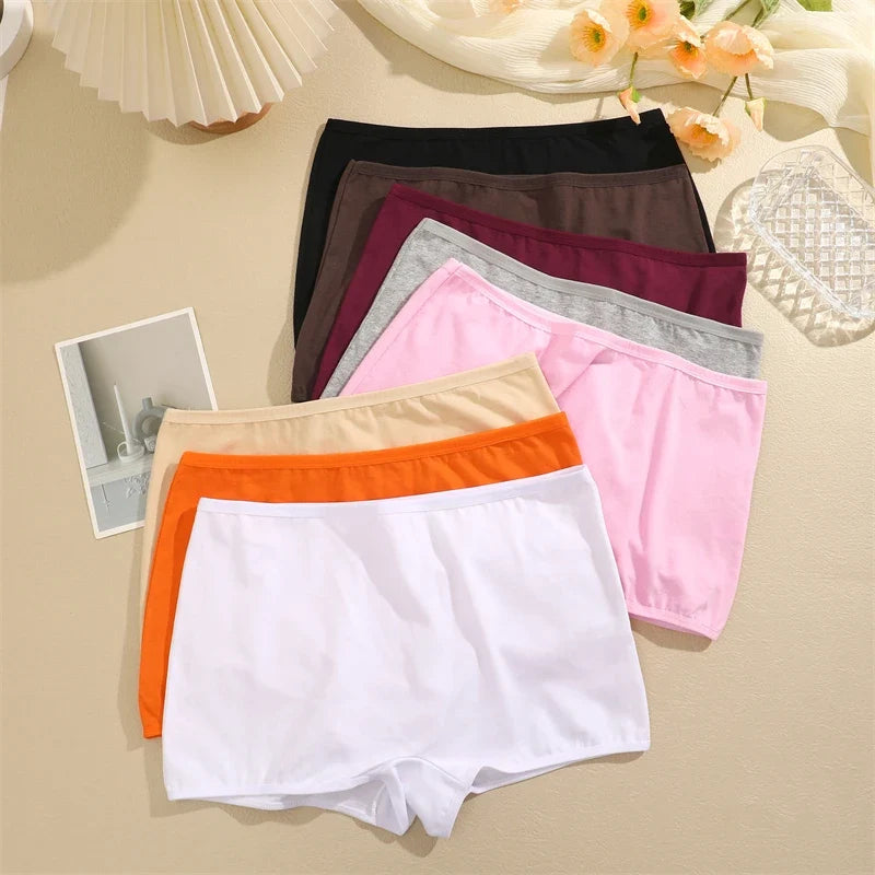3PCS Women's  Cotton Seamless Panties Sports Boxers Underwear Female Solid Color Briefs Cozy Lingerie Intimate Underpants XS-XL