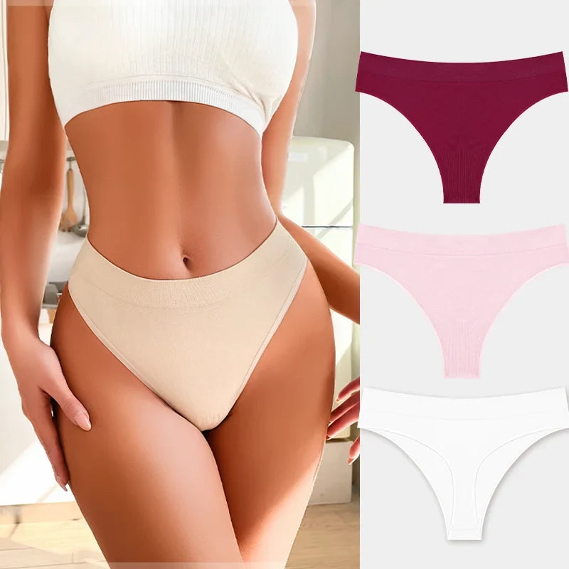 3PCS Seamless Women's Lingerie Female Thongs Sexy Underwear Low-Rise Underpant Women's Panties Intimates Bikini Briefs S-XL