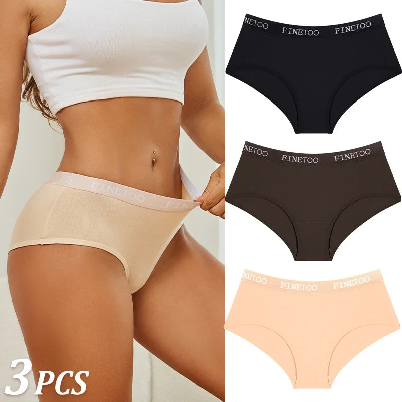 3Pcs Women's Cotton Briefs Letter Belt Underwear Women Panties Sexy Breathable Briefs Female Stretch Ladies Soft Lingerie