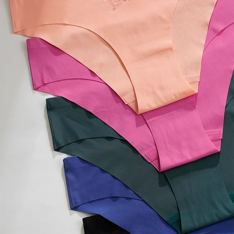 5pcs Ultra-thin Seamless Underwear Women's Invisible Panties Sexy Ice Silk Briefs Low Waist Breathable Stretchy Soft Lingerie