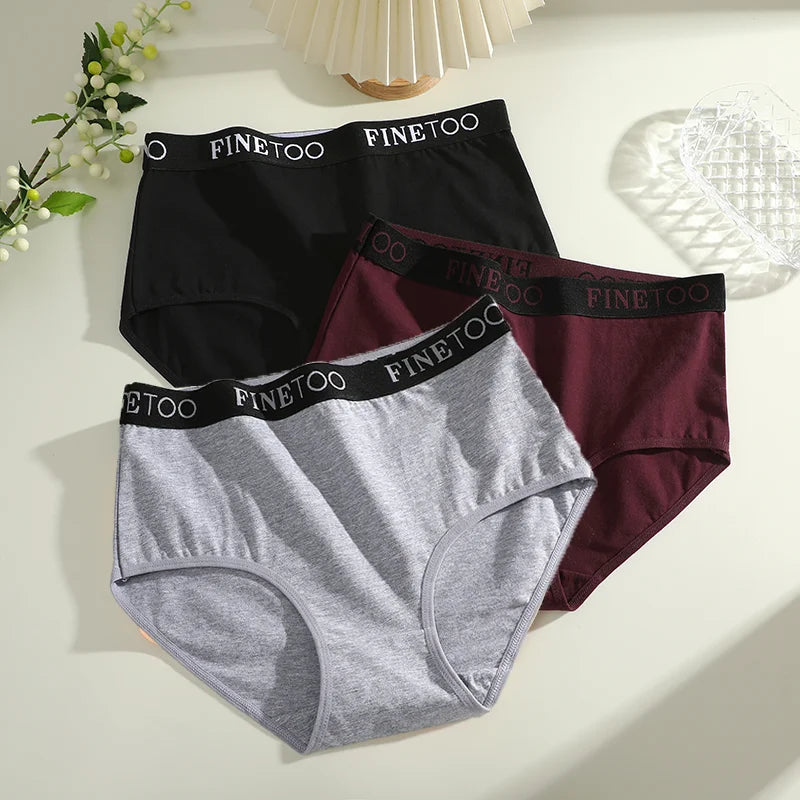 Finetoo 3Pcs Women's Seamless Cotton Briefs Women Plus SizePanties Breathable Underwear Female Low Waist Soft Lingerie S-XXL