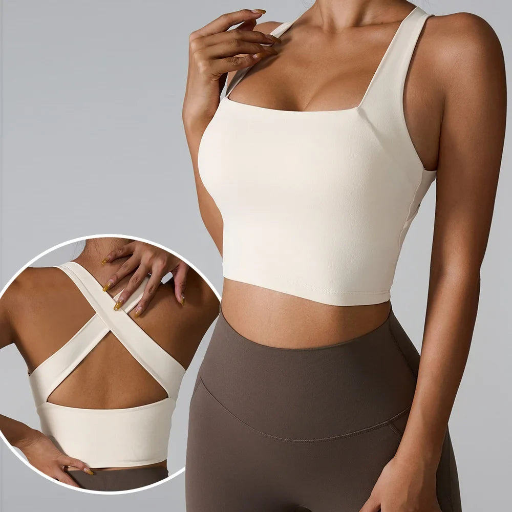 Women's Sports Bra Top Tight Elastic Gym Sport Vest Yoga Bras Crop Top Yoga Clothes Stretch Sports Underwear