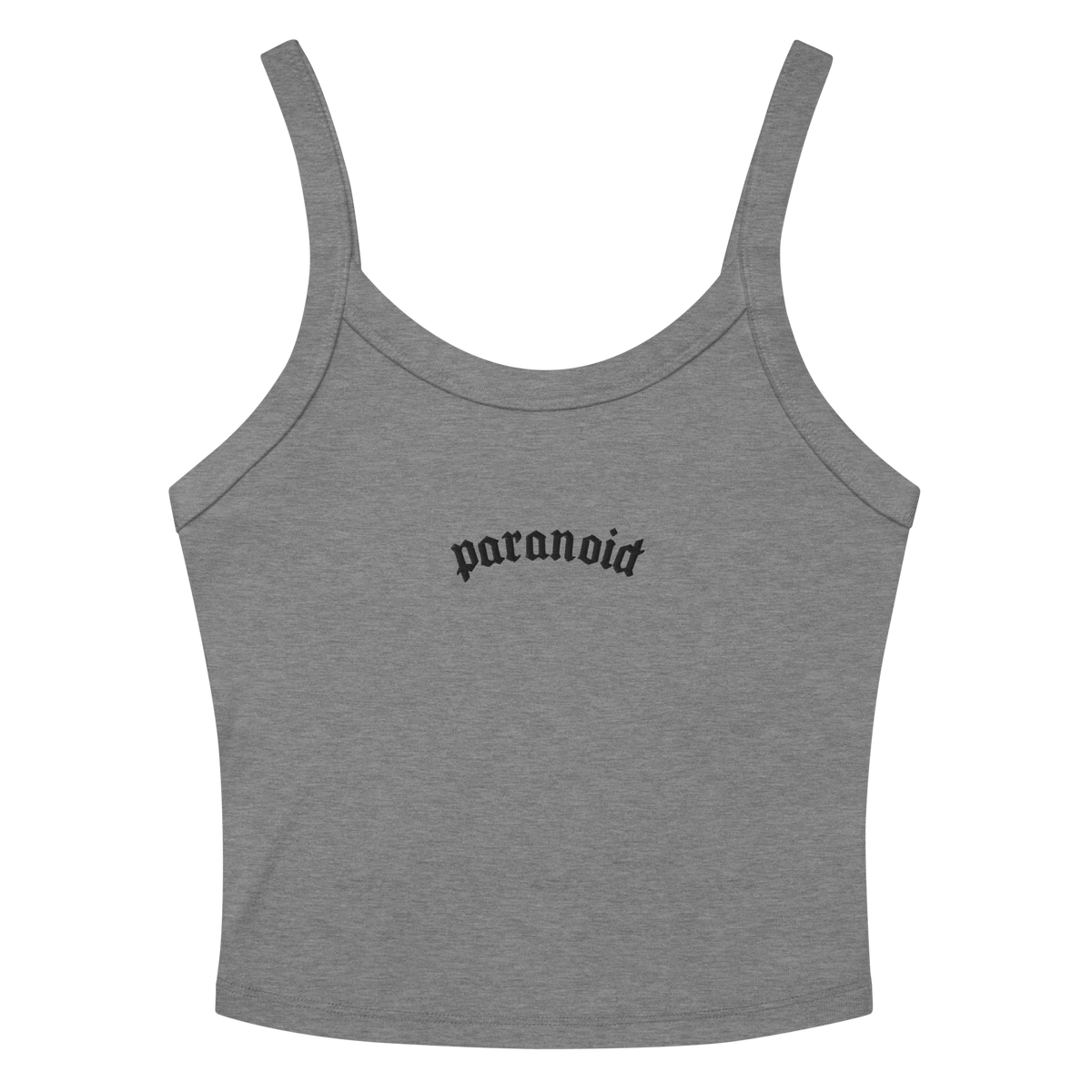 Paranoid Embroidered Ribbed Cropped Tank Top