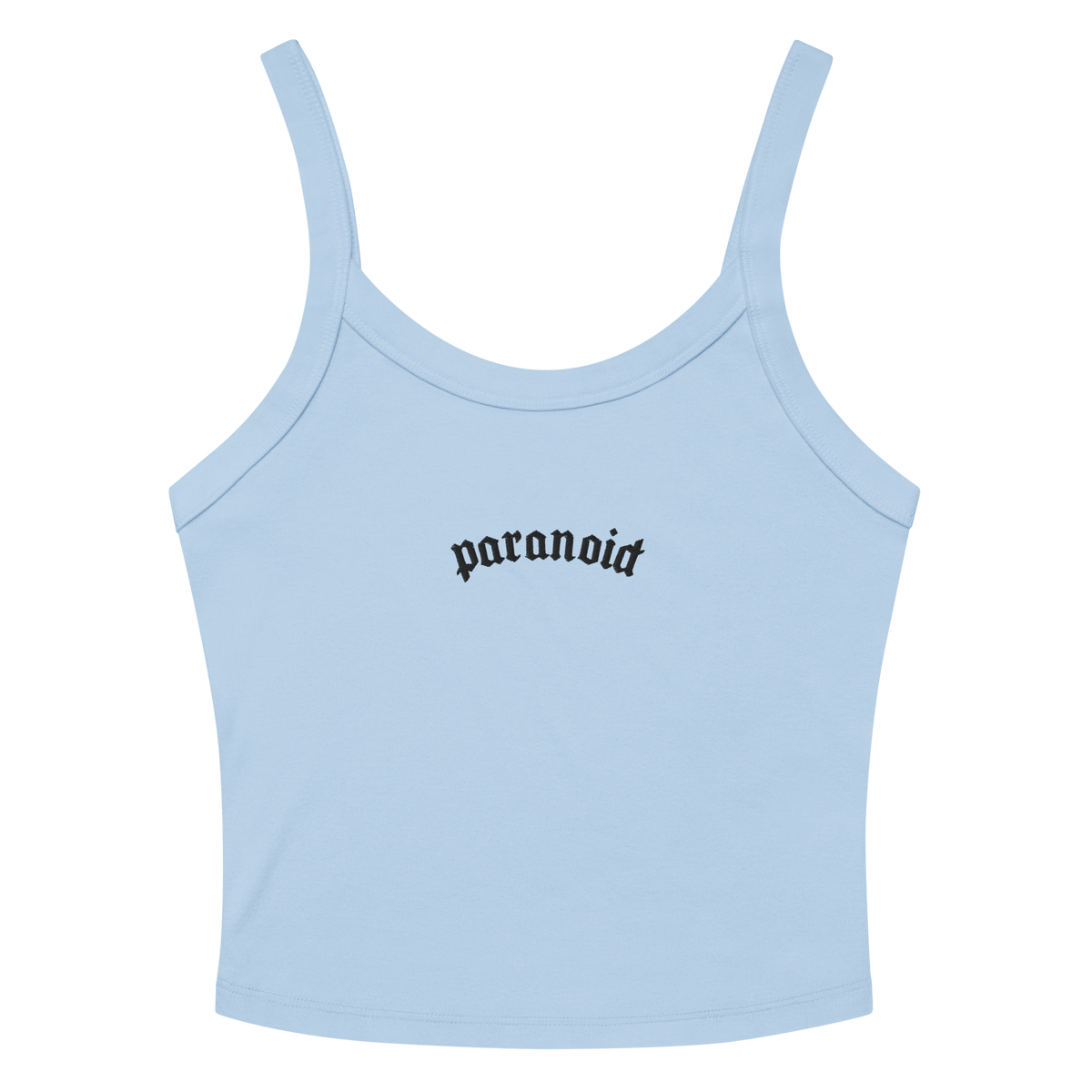 Paranoid Embroidered Ribbed Cropped Tank Top
