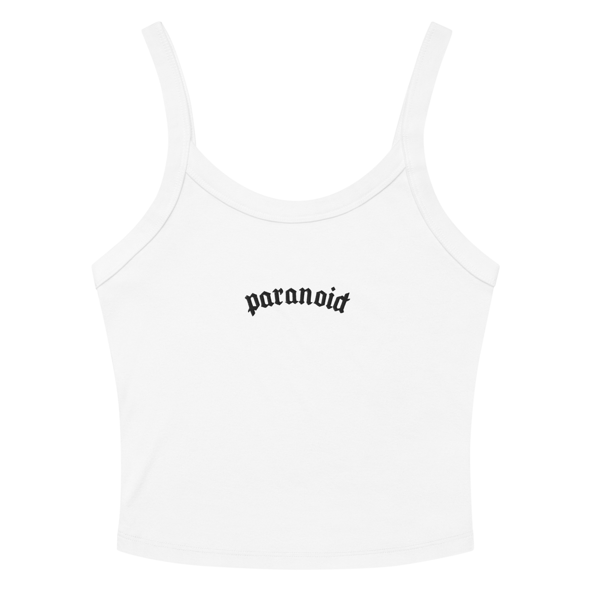 Paranoid Embroidered Ribbed Cropped Tank Top